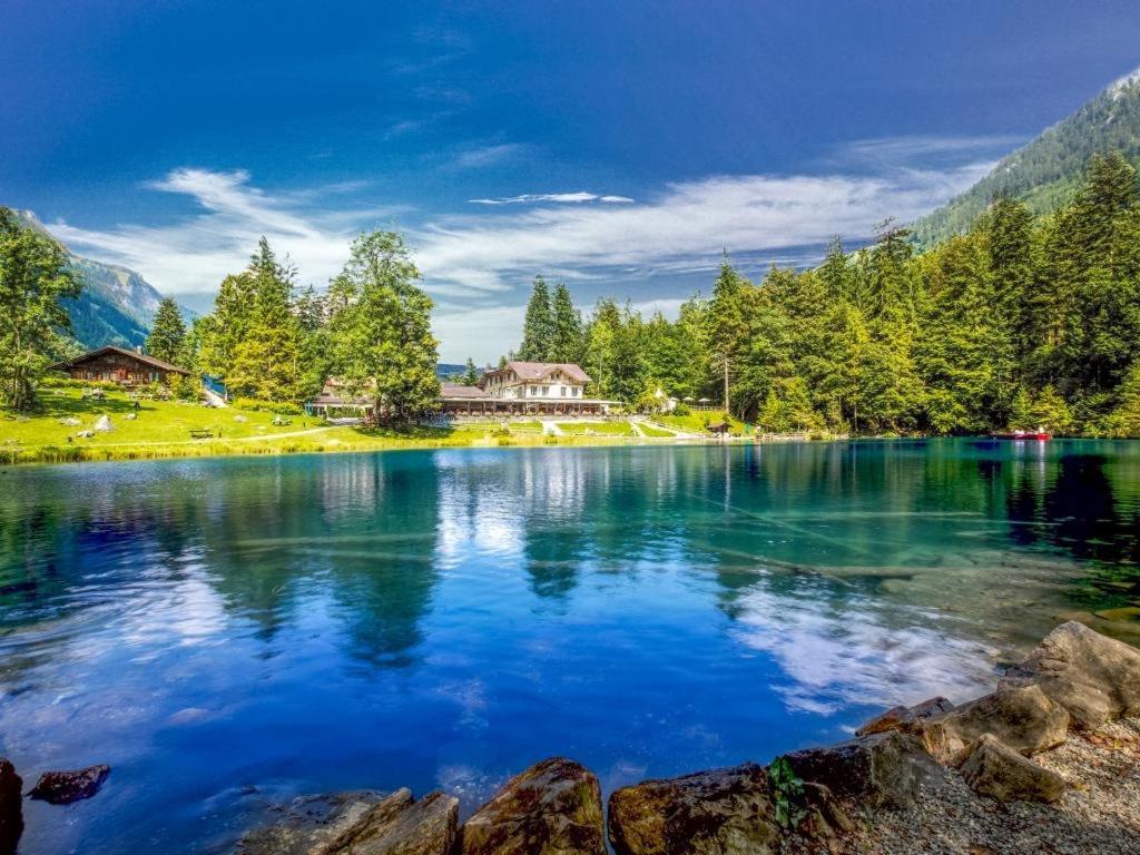 Edelweiss 4 Zi Ferienwohnung In Landhaus Frutigen Bagian luar foto
